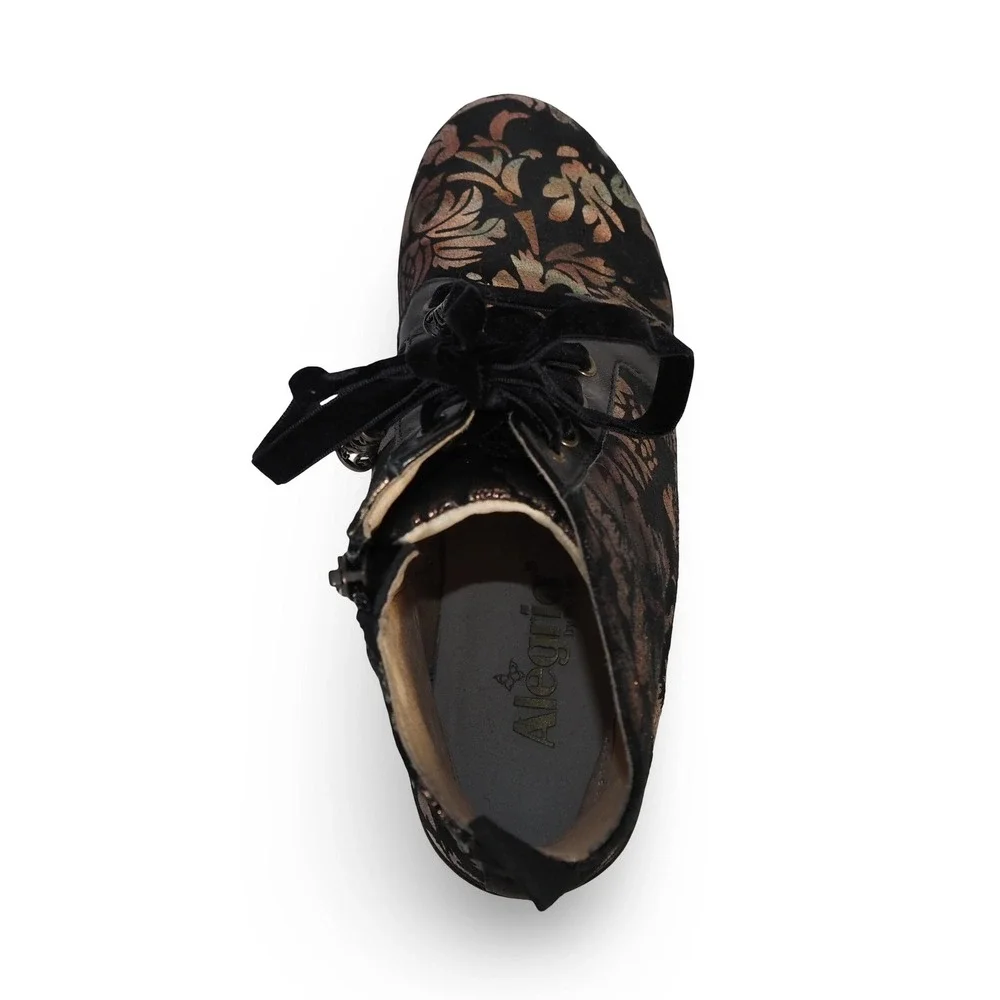 Alegria Eliza Regal Copper Floral Metallic Booties Womens 8-8.5 38 Ankle Boots